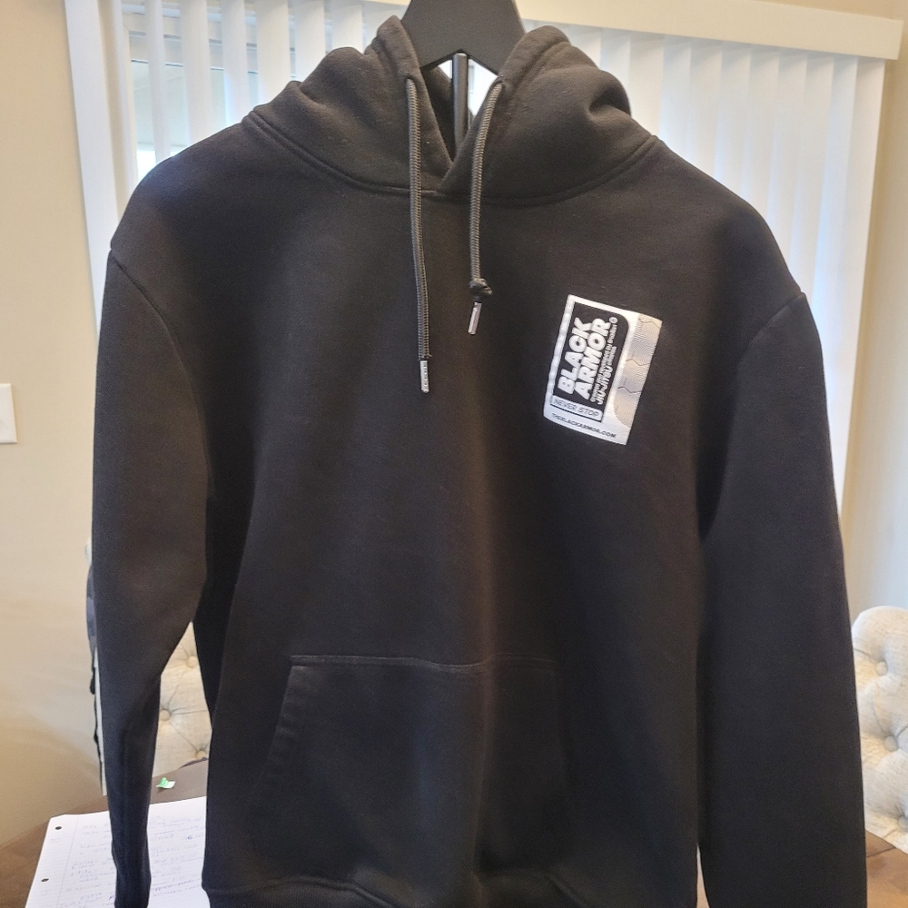 Black Armor with Japanese graphic Art. Black Hoodie